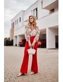 Elegant women\'s trousers with wide legs, red 05018 - Online store - Boutique